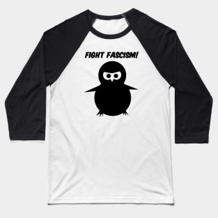 Fight Fascism Chick (Black) Baseball T-Shirt